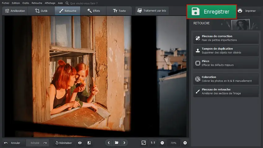 Enregistrez la photo modifiée