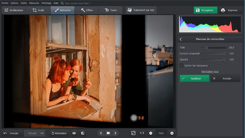 Utilisez le Pinceau de correction pour enlever la date sur votre photo