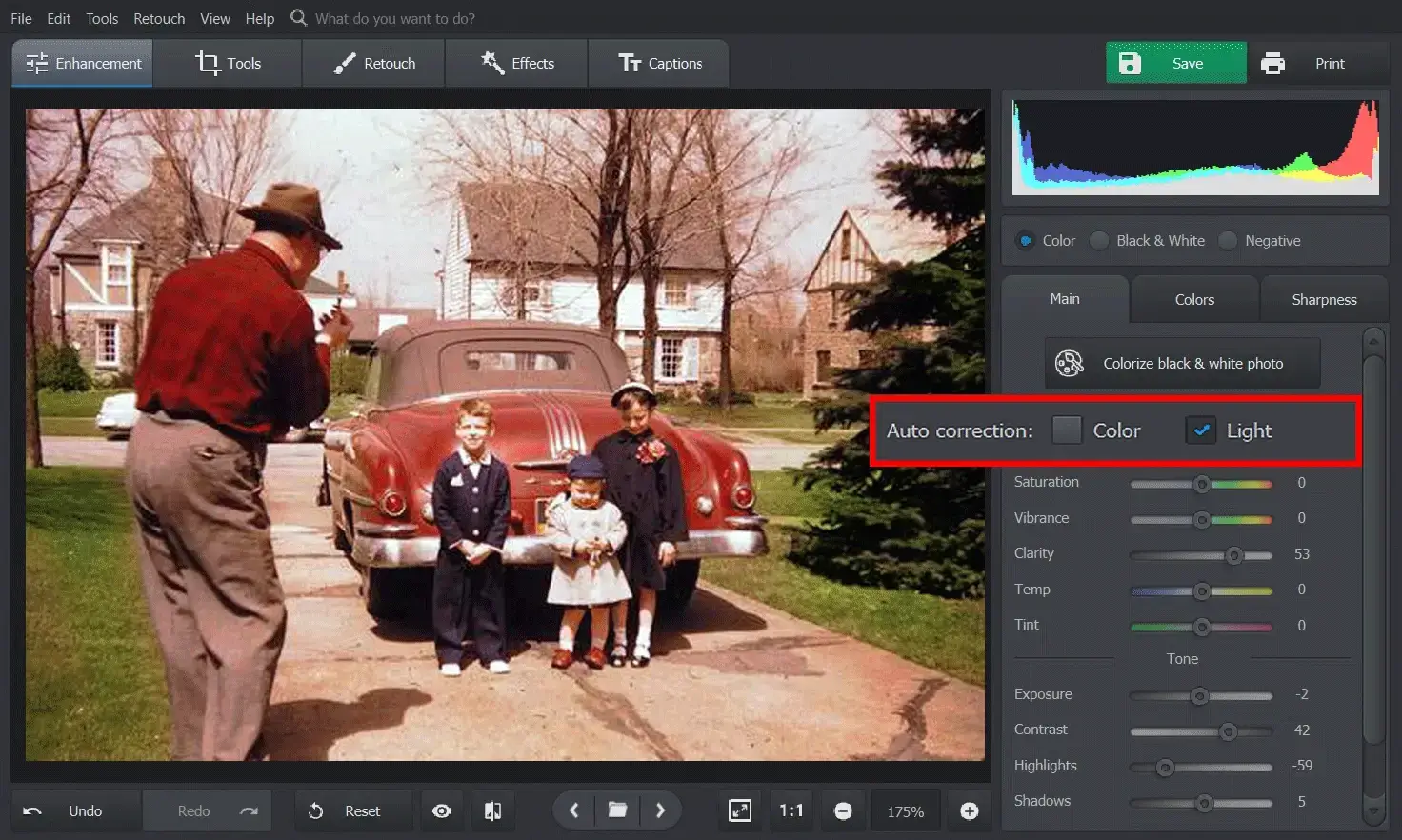 How to color correct old photos automatically