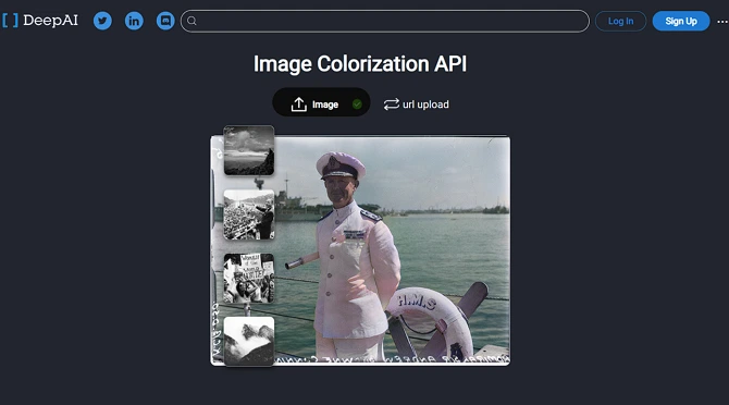 Add color to your grayscale photos in Deep AI