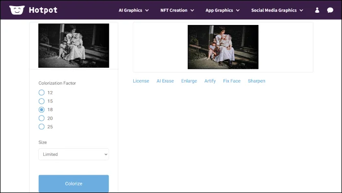 Colorize your black and white photo with Hotpot AI