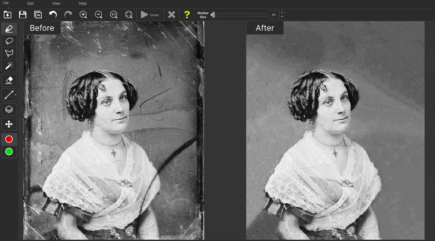 Repair your old photograph with Inpaint