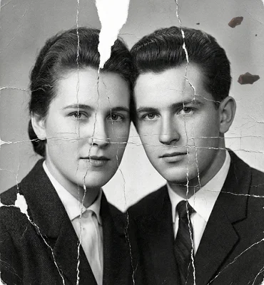 Damaged photo before